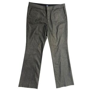 Gap‎ 16 Dress Pants Charcoal Grey Metallic Gold Shimmer Straight Leg Holiday New